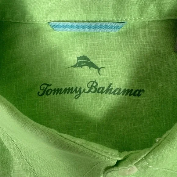 Tommy Bahama Shirt Mens XL Green Linen Beach Summer Island Hawaiian - Picture 3 of 13